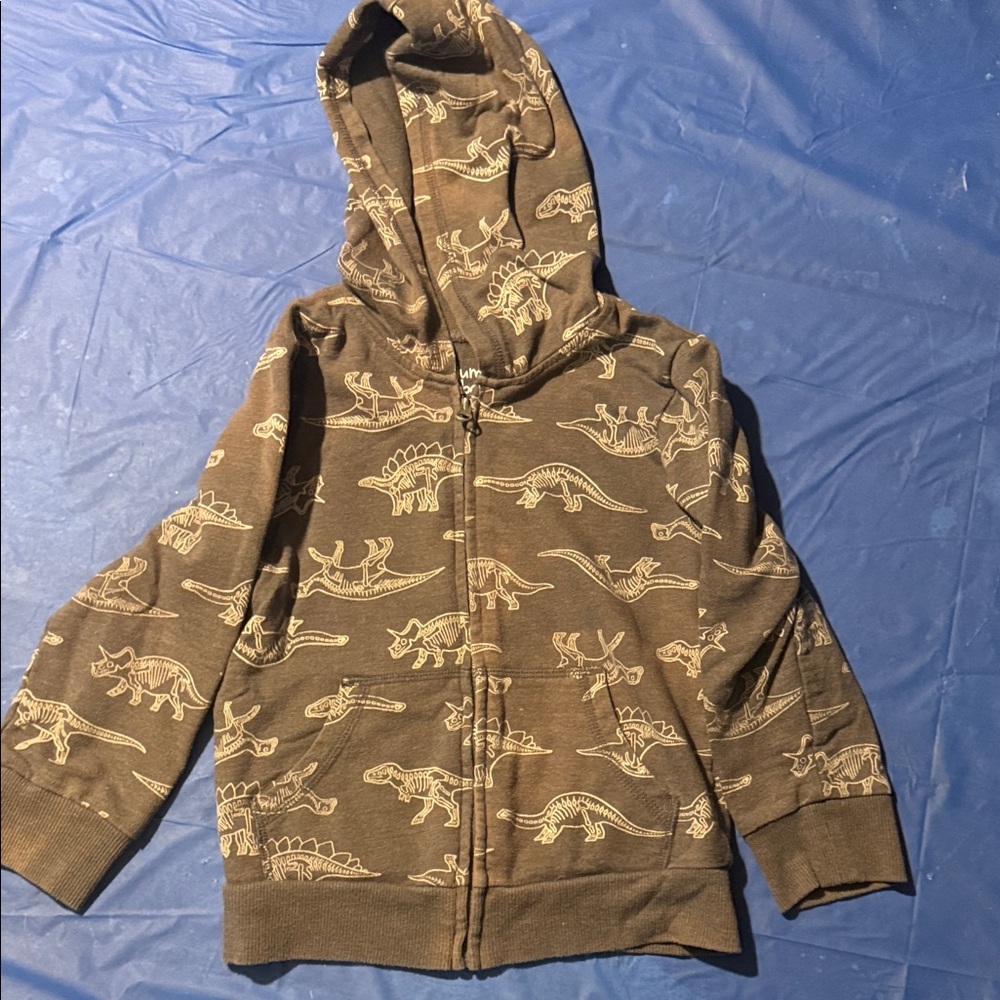 Dinosaur Print Brown Kids Hoodie
